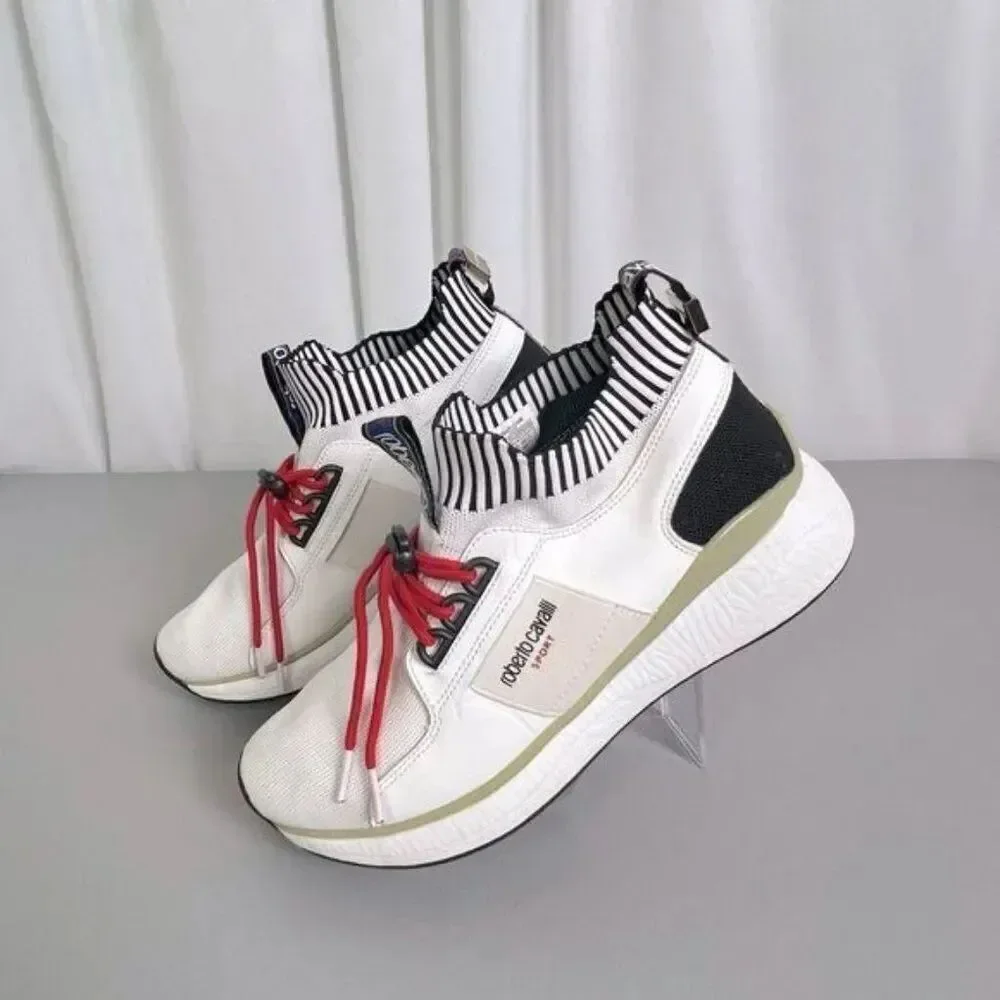 ROBERTO CAVALLI SPORT MENS SNEAKERS WHITE SIZE 8 1/2
